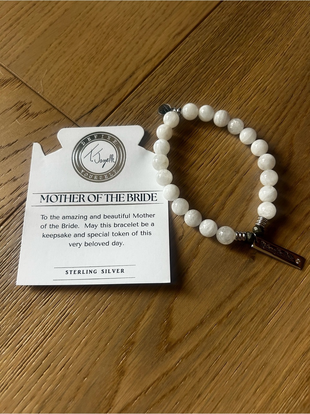 Mother of the Bride White Beaded Sterling Silver Bracelet